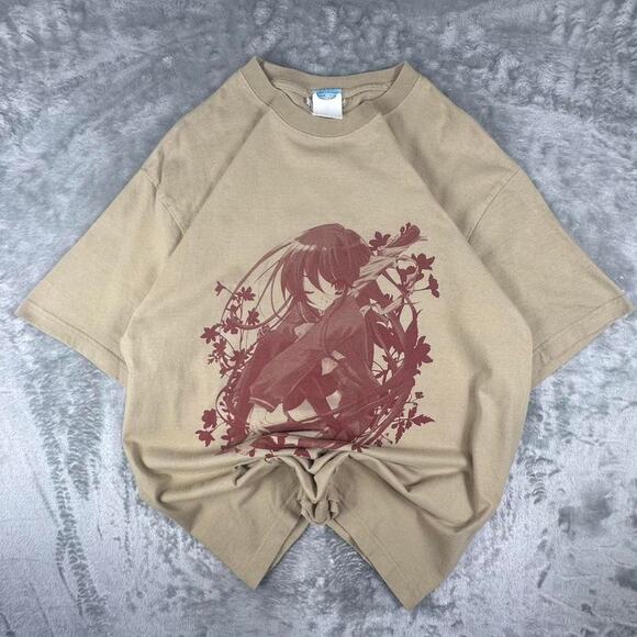 Rare Vintage Cospa Shakugan no Shana Shana Leaf Tan/Red Graphic T-shirt Size L - Picture 1 of 6